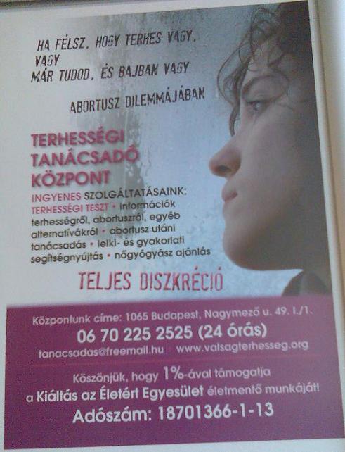 a terhességi tanácsadó központ plakátja